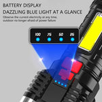 lampe torche noire rechargeable 5led modes éclairage camping extérieur robuste texturé rainures verticales