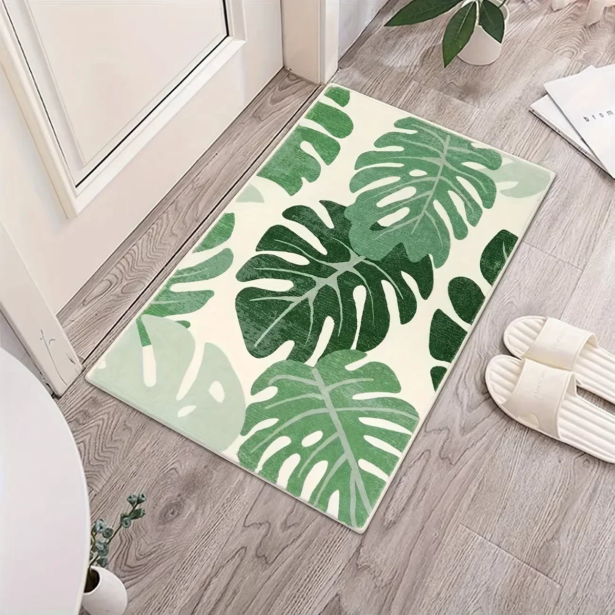 tapis fleuri imperméable polyester non glissant salon entrée moderne naturel