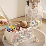 panier rangement pliable tissu polyestère beige clair maille moderne jouets rangement
