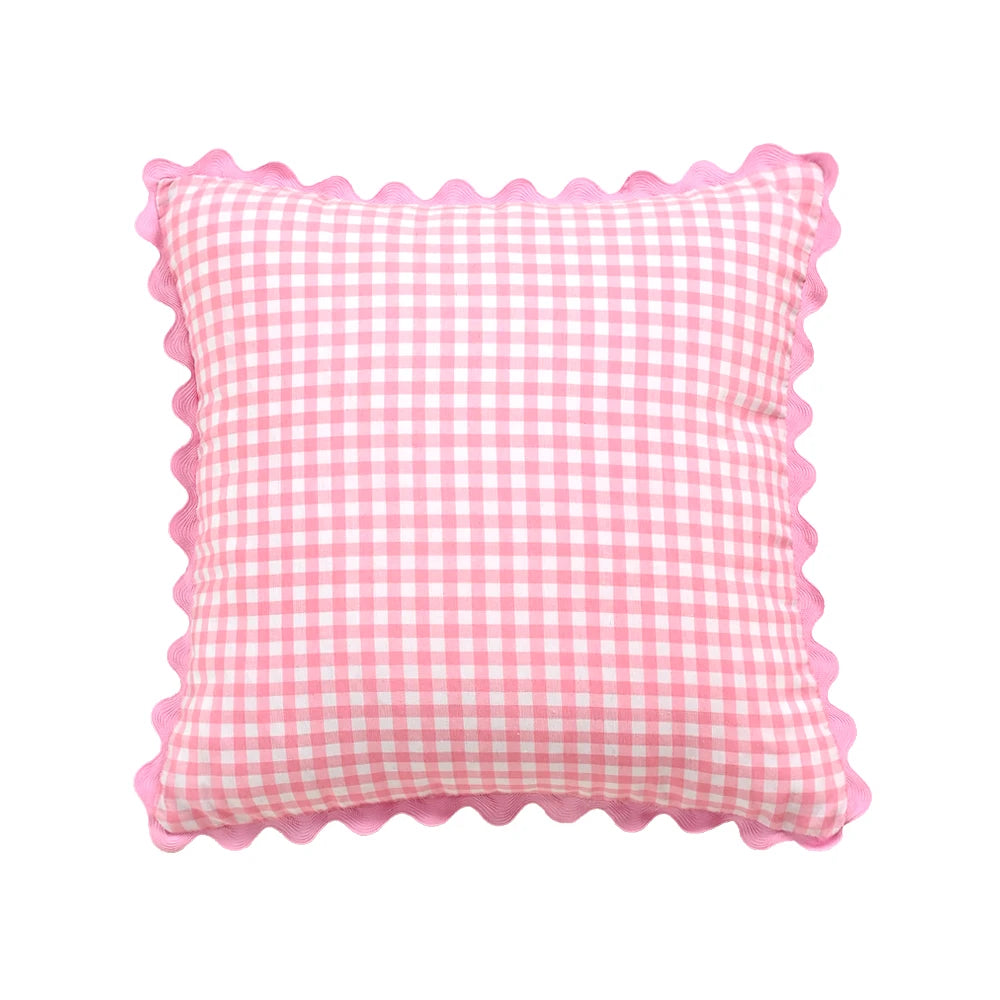 taies d'oreiller carreaux douces moderne confortables lit maison couleurs vert jaune rose orange beige