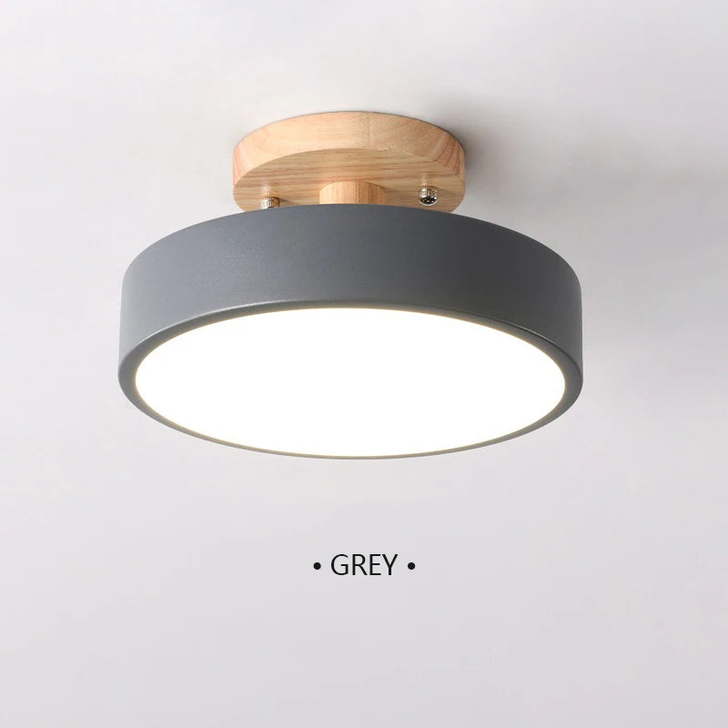 Lampe moderne couloir escalier tri couleur bois acrylique fer gris blanc rose vert