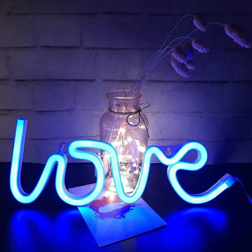 néon lumineux rose love moderne fixé mur câble usb boîte piles chambre cuisine salle