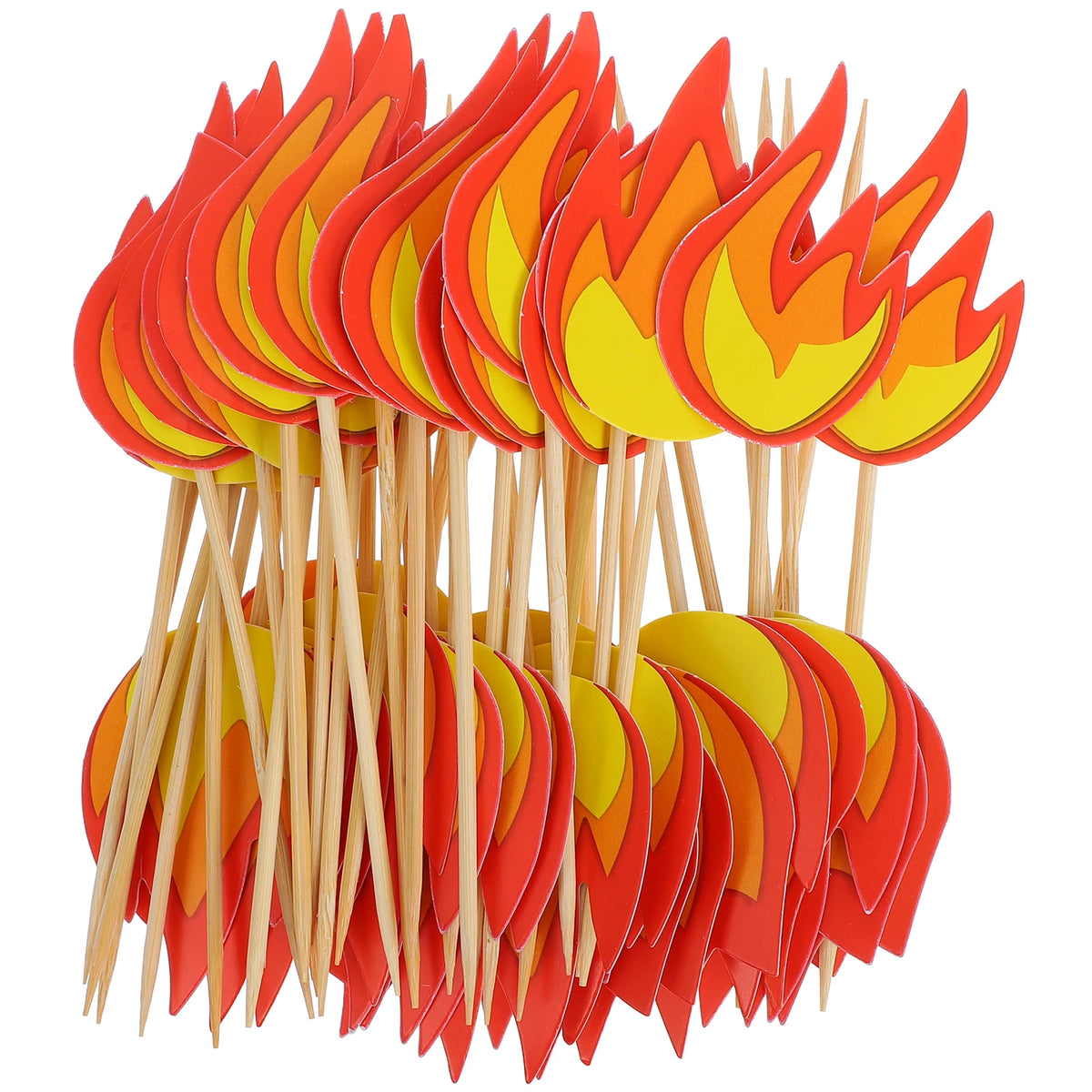 décorations fête enfant flammes rouges oranges piques bois modernes cupcakes gâteaux anniversaire