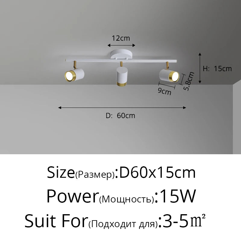 luminaire spot led moderne noir or rond minimaliste salon intérieur maison