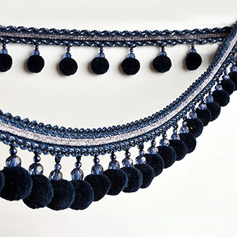 ruban décoratif boho chic or gris blanc rose bleu pompons franges ourlets coudre