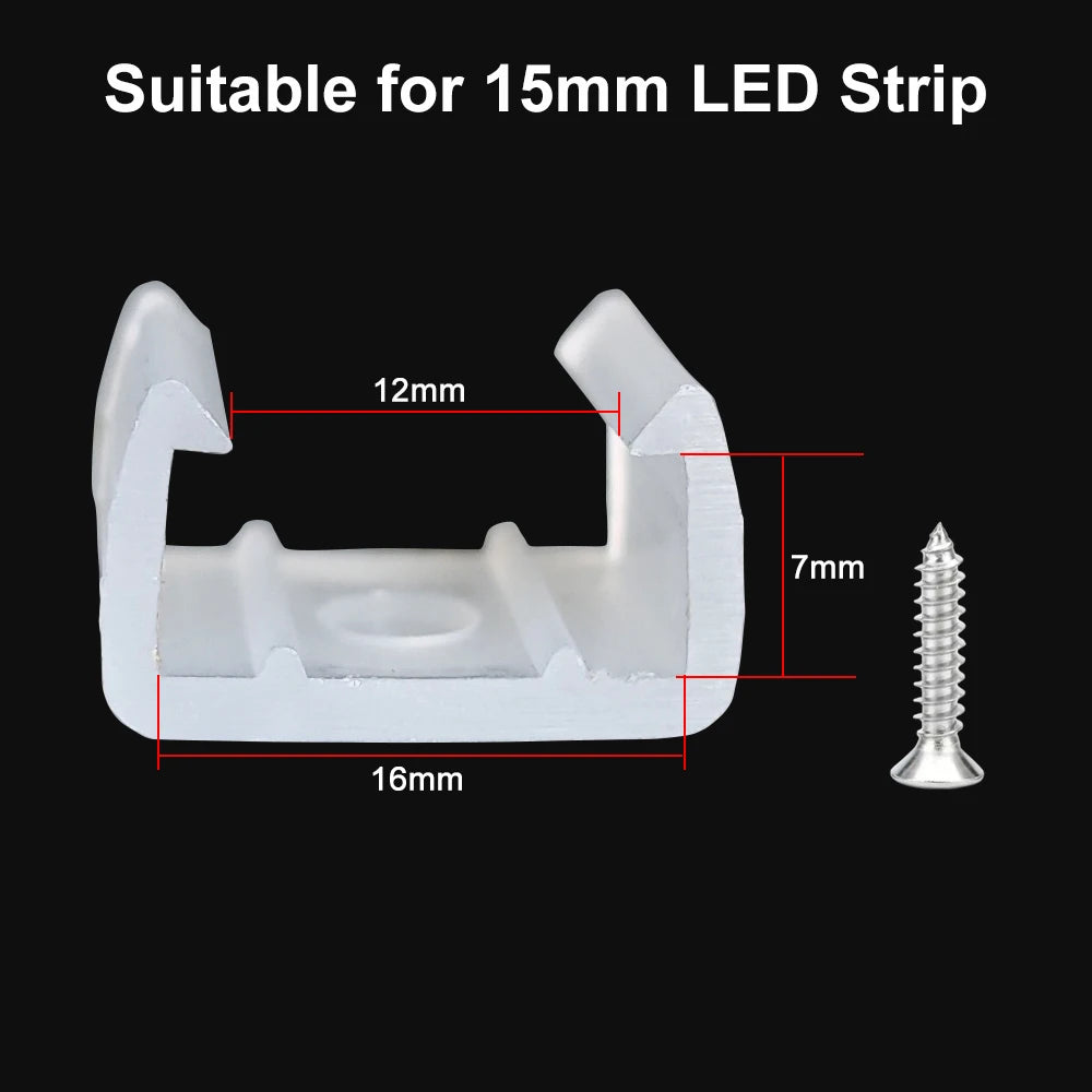 clips fixation ruban led transparent vis support bande lumineuse néon flexible blanc