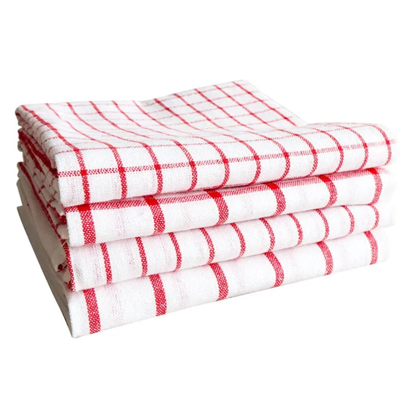torchon cuisine coton blanc rayures rouges classique décoration noël serviette table nettoyage