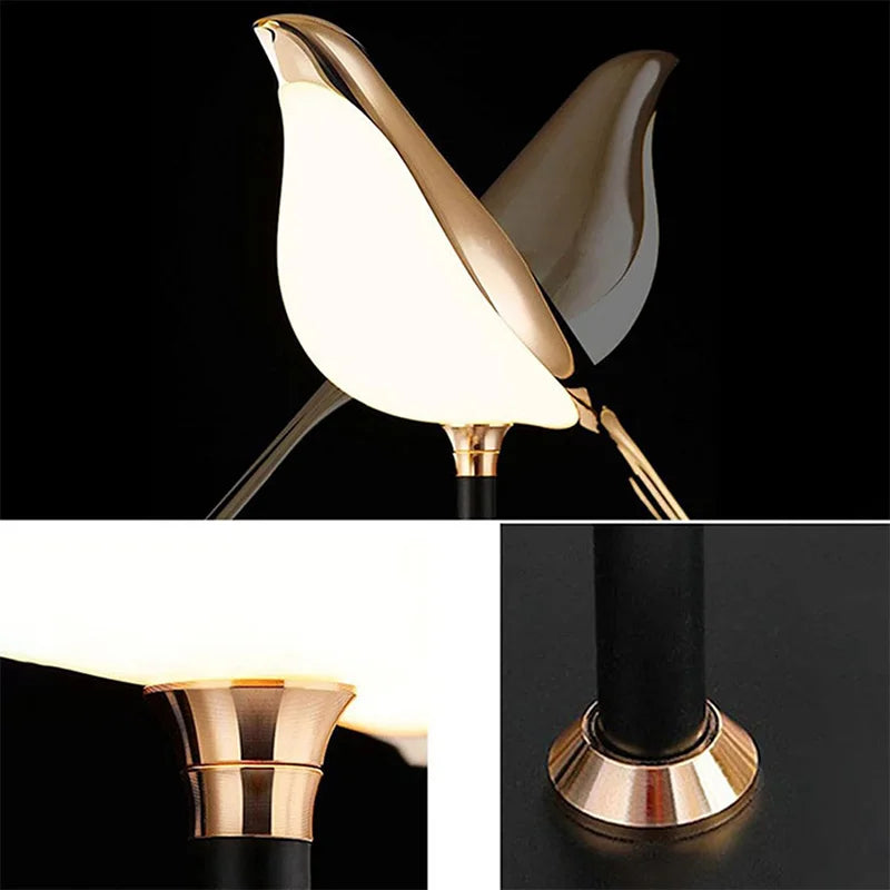 lampe murale oiseau or blanc contemporaine minimaliste touch switch plaquette métal