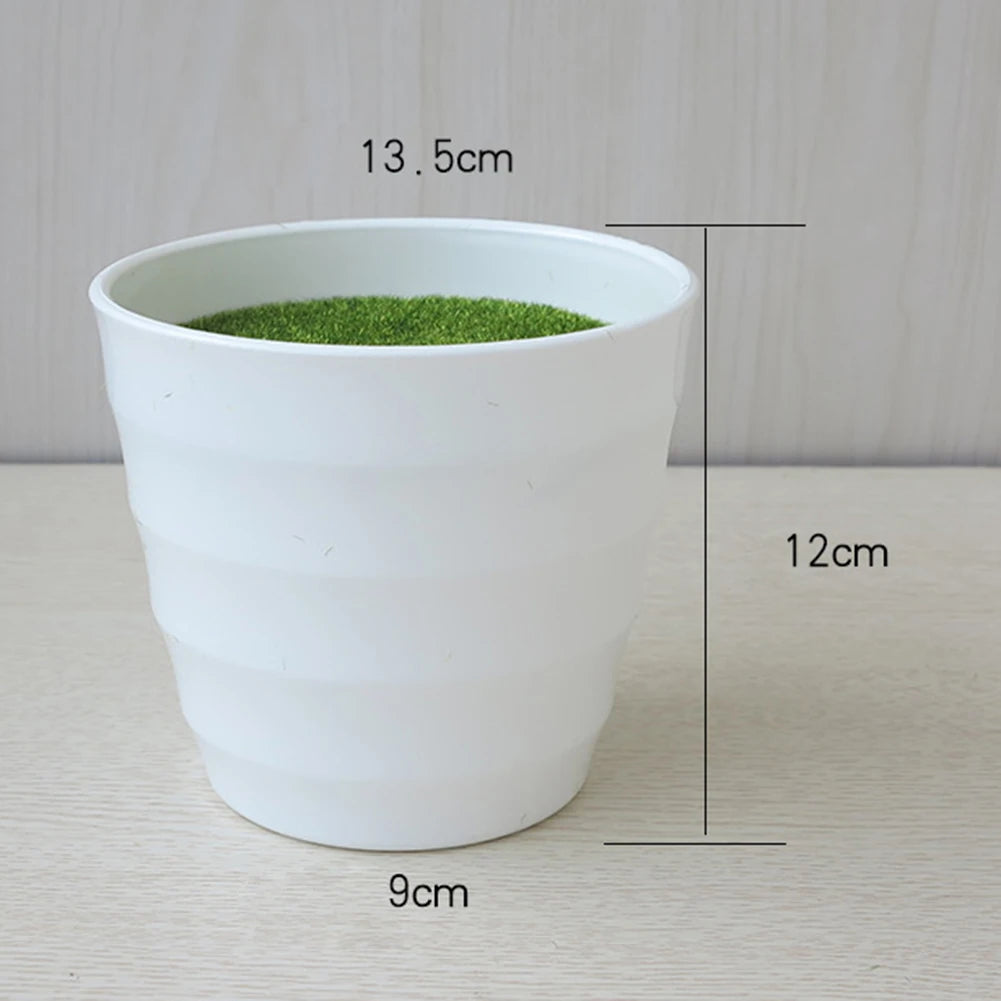 pot fleurs blanc gazon synthétique motif ondulé moderne decoration jardin plastique blanc vert foncé