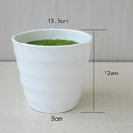 pot fleurs blanc gazon synthétique motif ondulé moderne decoration jardin plastique blanc vert foncé