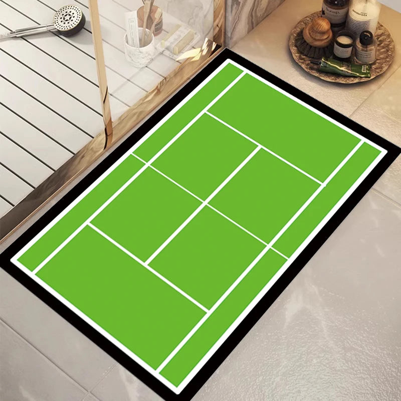 tapis sol moderne tennis court bleu vert anti dérapant polyester durable extérieur entrée chambre