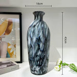 vase moderne verre émaillé bleu marbré pot fleurs décoration maison opaque