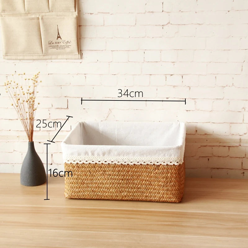 paniers paille naturels panier couvercle poignées métalliques boho chic rustique salon
