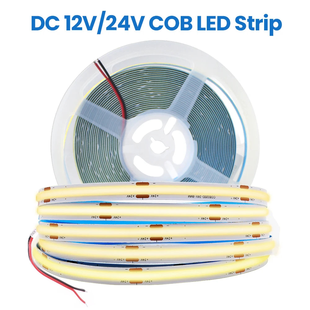 ruban led cob flexible blanc chaud adhésif moderne salon décoration intérieur lumière douce