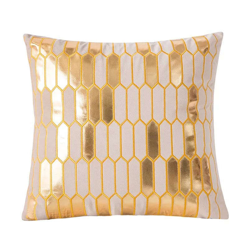 taies d'oreiller géométriques polyester solides couleur rouge doré blanc contemporains lit sofa decoration