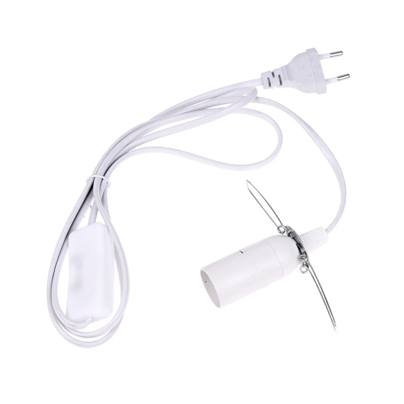 support ampoule suspendu blanc rond moderne clips ampoule E14 câble prise EU interrupteur