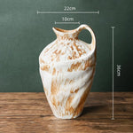 vase moderne rustique blanc marron vert marbré gratté opaques poignée décoration floral arrangement table