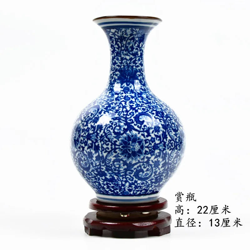 Vase porcelaine bleu et blanc céramique - décor floral élégant