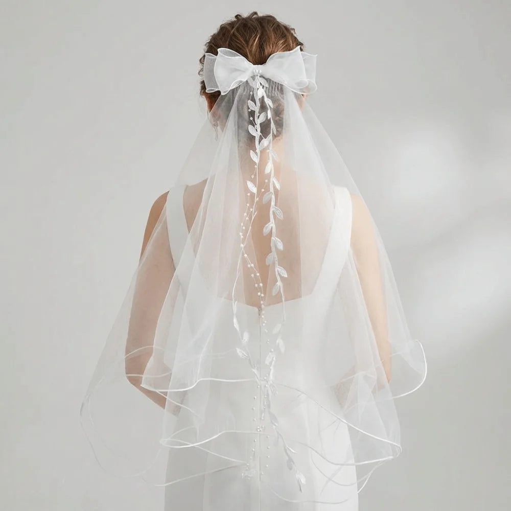 voile mariée blanc dentelle rubans classique romantique bride tulle gaze headpiece