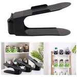 support chaussures noir moderne clips texture rugueuse rangement chaussures pliable organisateur double couche