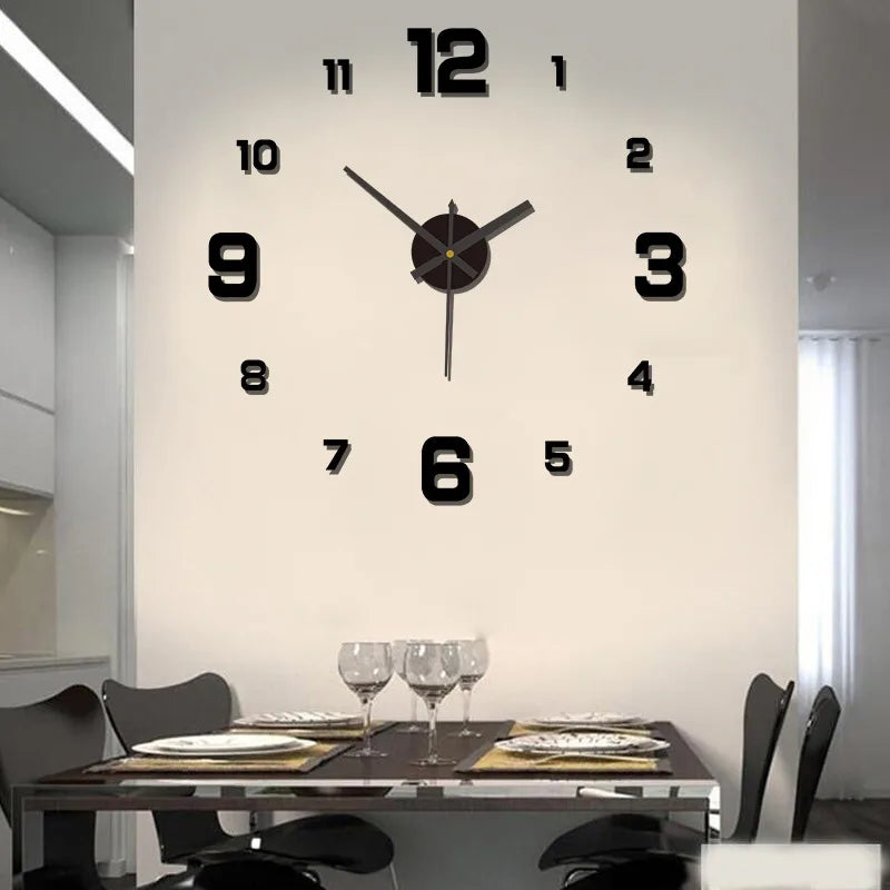 horloge murale moderne minimaliste aiguille acrylique noir blanche adhésif chambre salon