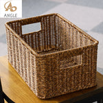 panier tressé marron clair rustique poignées intégrées pliable rangement étagères cuisine réutilisable respectueux environnement