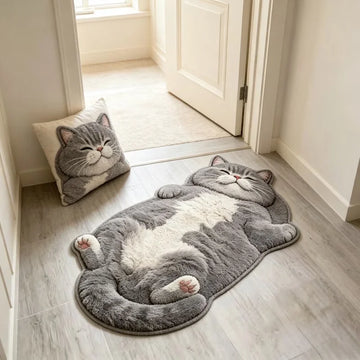 tapis gris blanc chaton 3d doux moelleux salon chambre décoratif polyester polarisée