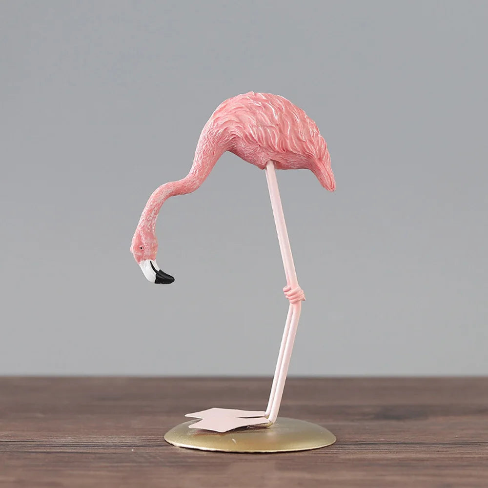 décoration maison oiseau flamant rose résine réaliste détail fin base plateau