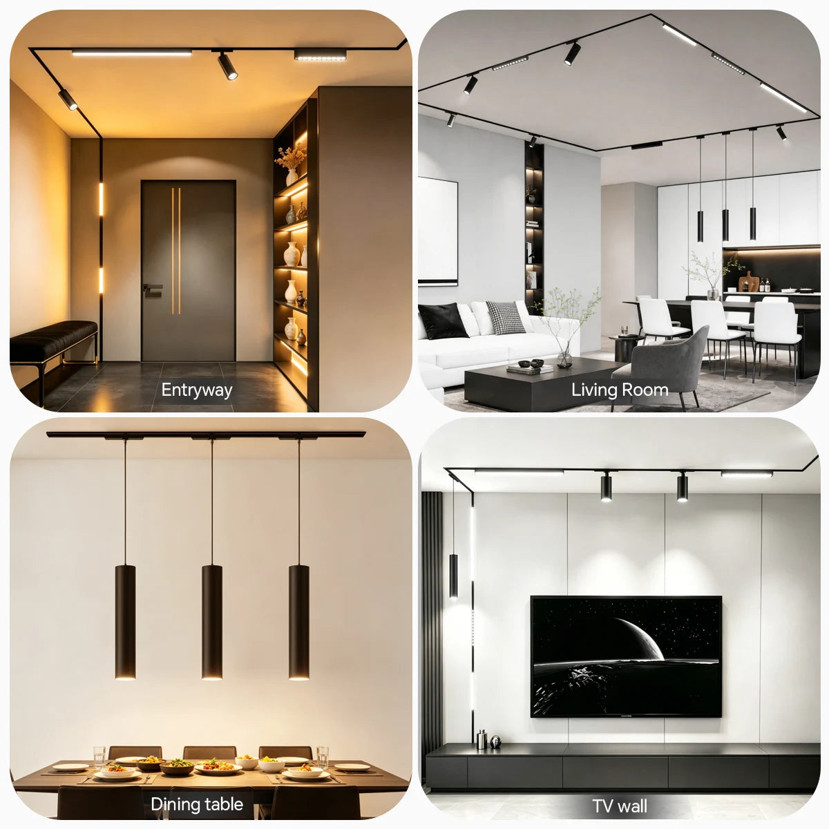 éclairage led spots clips magnétiques rail noir moderne 249 2000 lumens cct