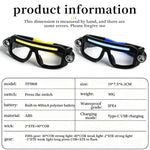 lunettes tête lampe led noir jaune rechargeable double éclairage modes pêche course camping randonnée