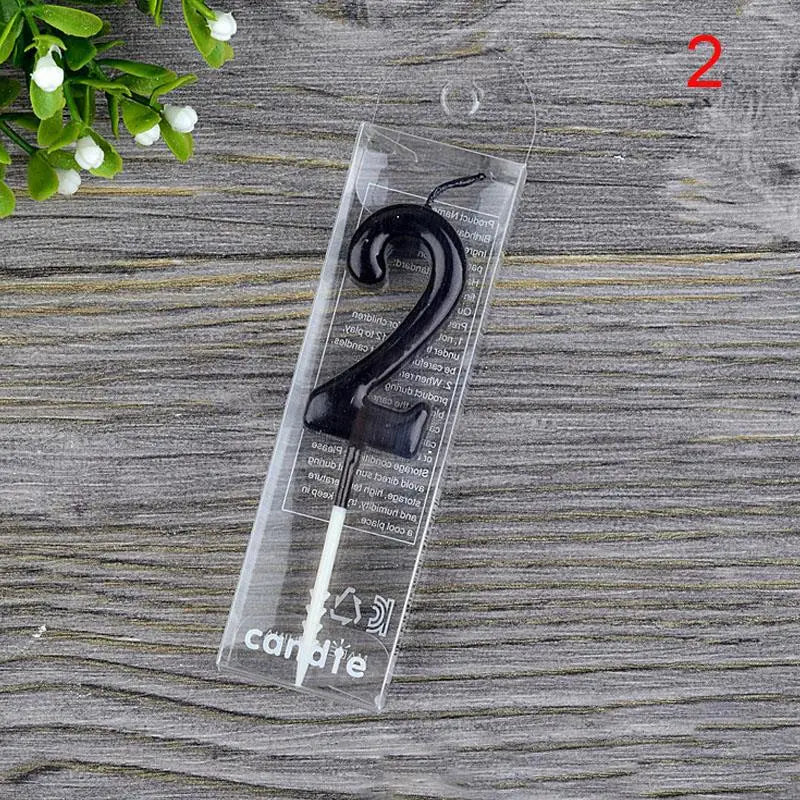 bougies numériques anniversaire noires décoration gâteau moderne adhésif