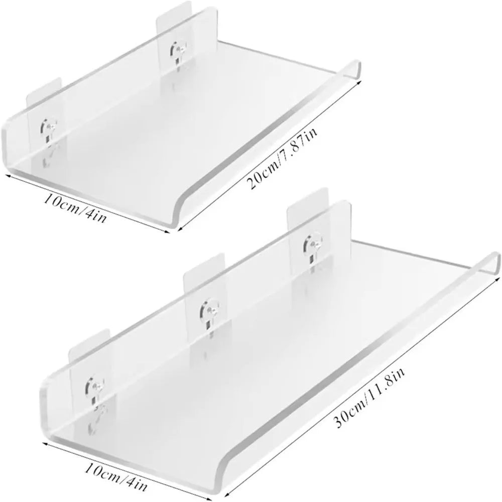 étagère murale transparente moderne adhésive réutilisable 20x10cm 30x10cm sans perçage