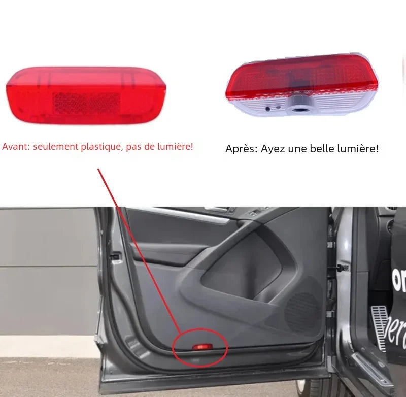 feu arrière voiture rouge adhésif led batterie aaa papier gommé autocollant réfléchissant moderne transparent