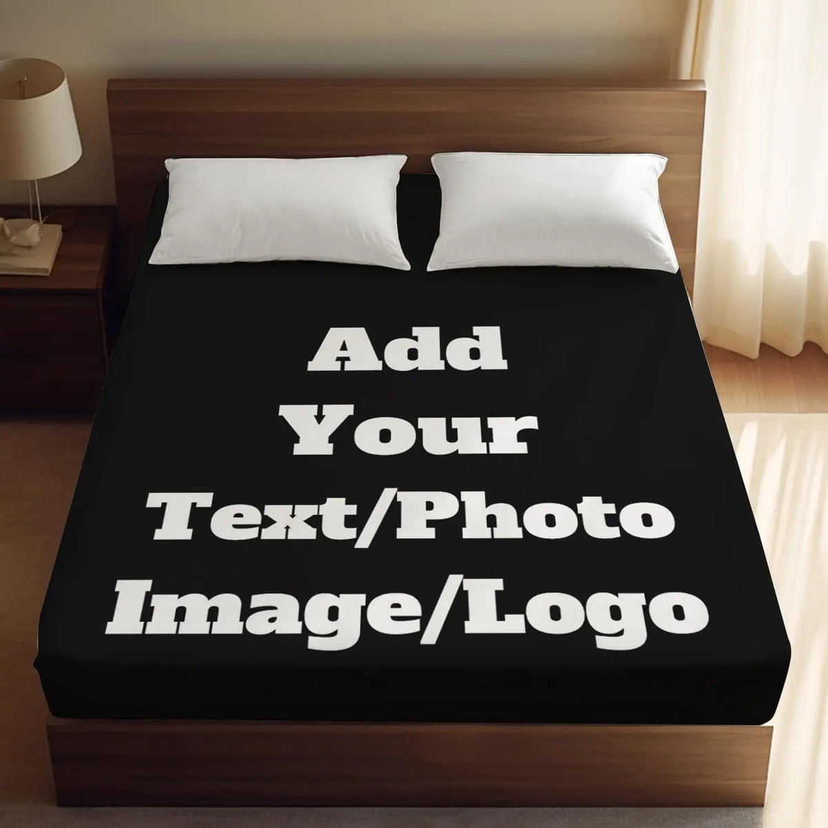 lit housse personnalisable blanc uni moderne digital printing adhésif double single king size