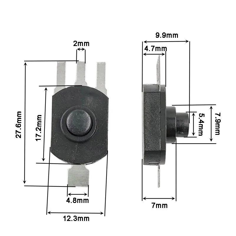 interrupteur bouton pression noir moderne certifié rohs ccc cqc 27.6mm 17.2mm 4.8mm 3modes 5ans