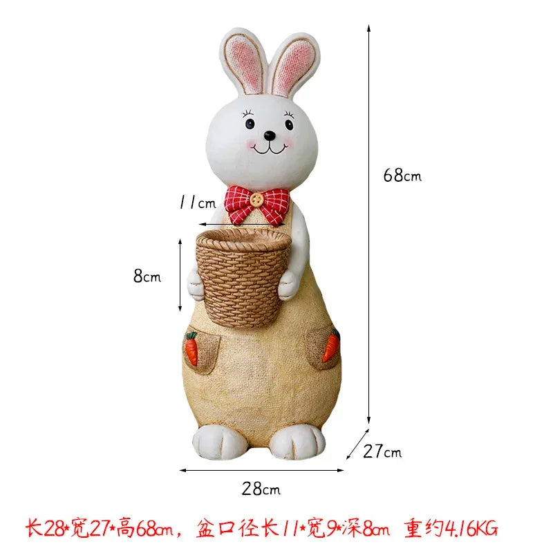 pots fleurs résine moderne figurines lapins motifs tissus carottes noeuds papillons mignons