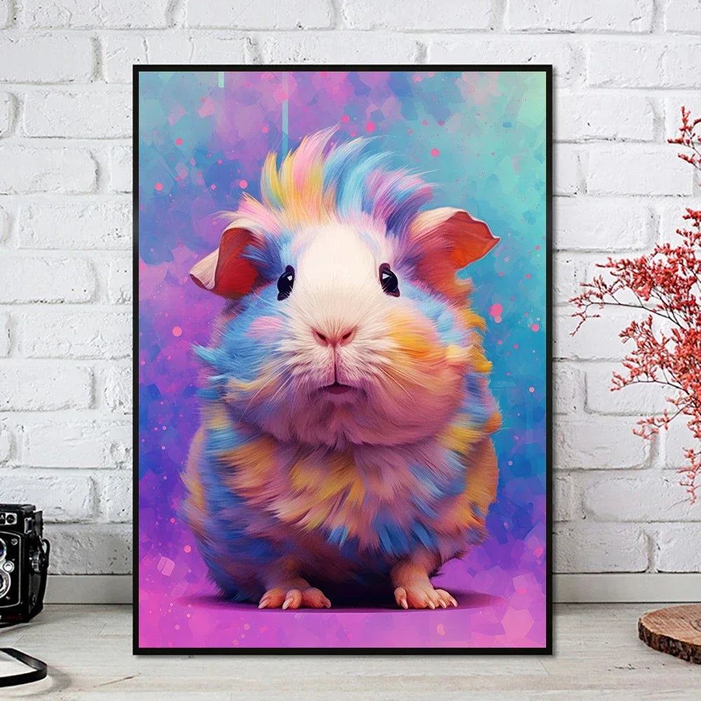 toile d'art moderne abstraite animal multicolore sans cadre décoration murale salon 20x30cm 30x42cm 40x60cm