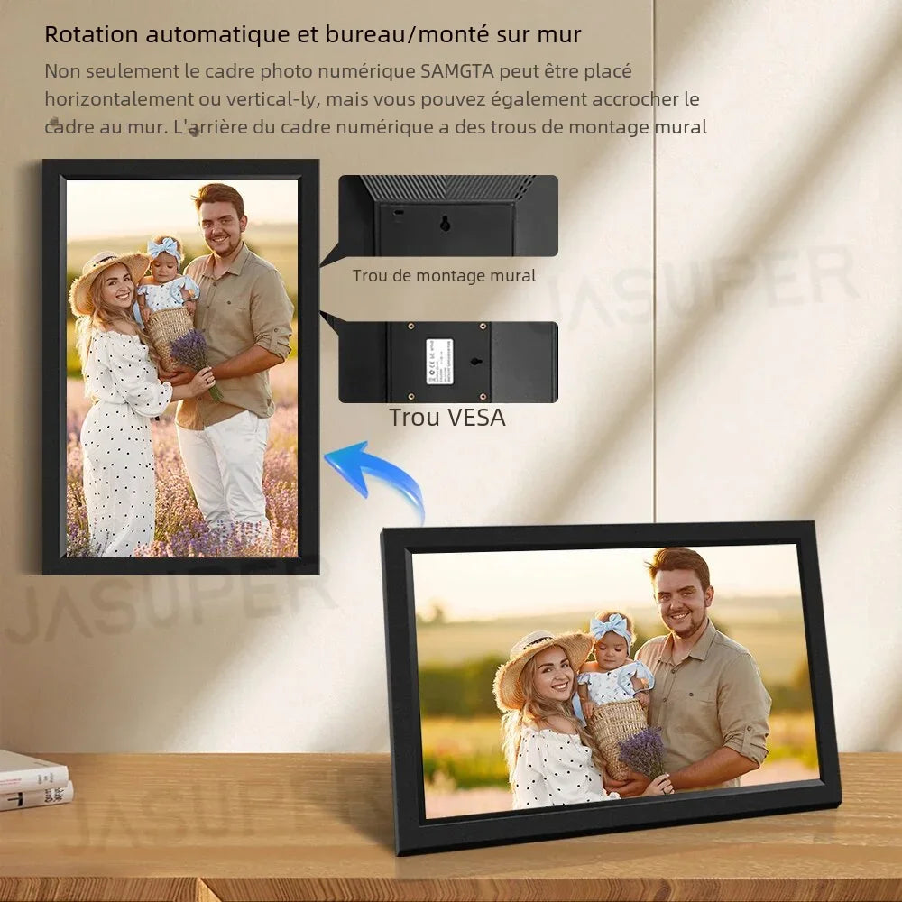Détail de l'écran tactile IPS Full HD du cadre photo