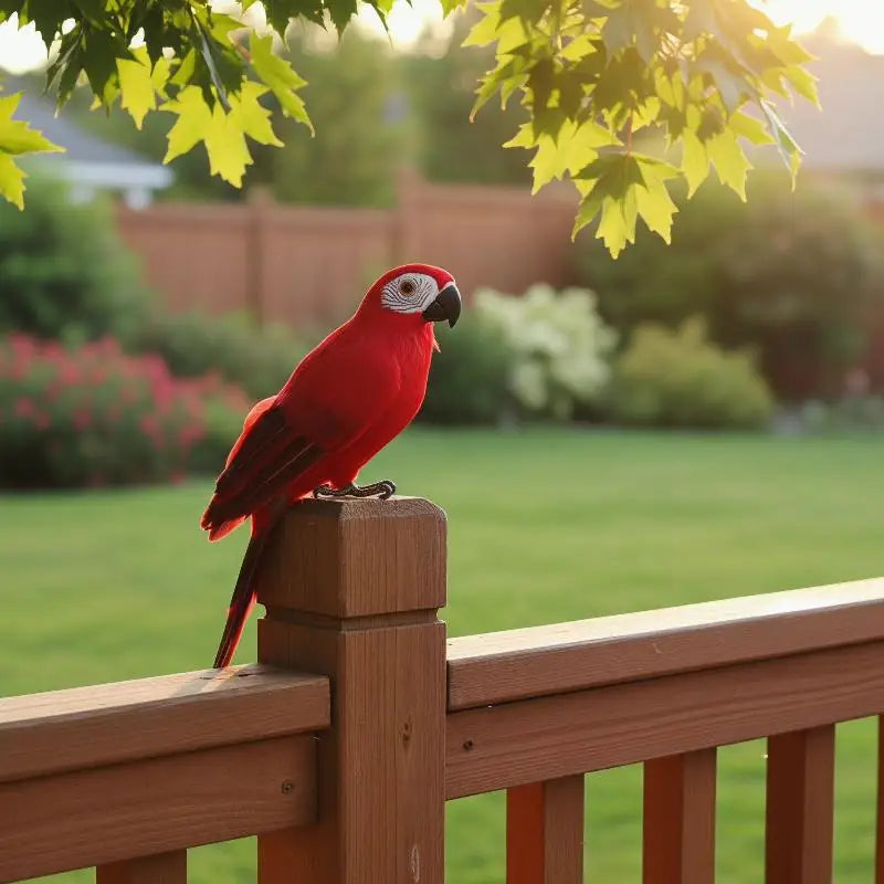 ornement oiseau perroquet rouge jaune bleu vert plumes détaillé clips réaliste jardinextérieur
