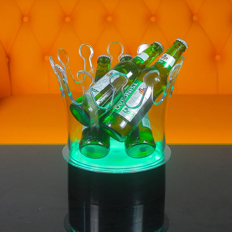 support bouteilles transparent moderne couronne led rechargeable bouteilles bière table bar champagne vin