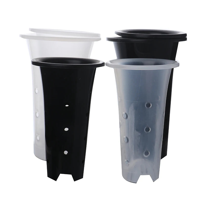 cache pot moderne perforé noir blanc gris transparent plante fleur verte contemporain jardinière respirante