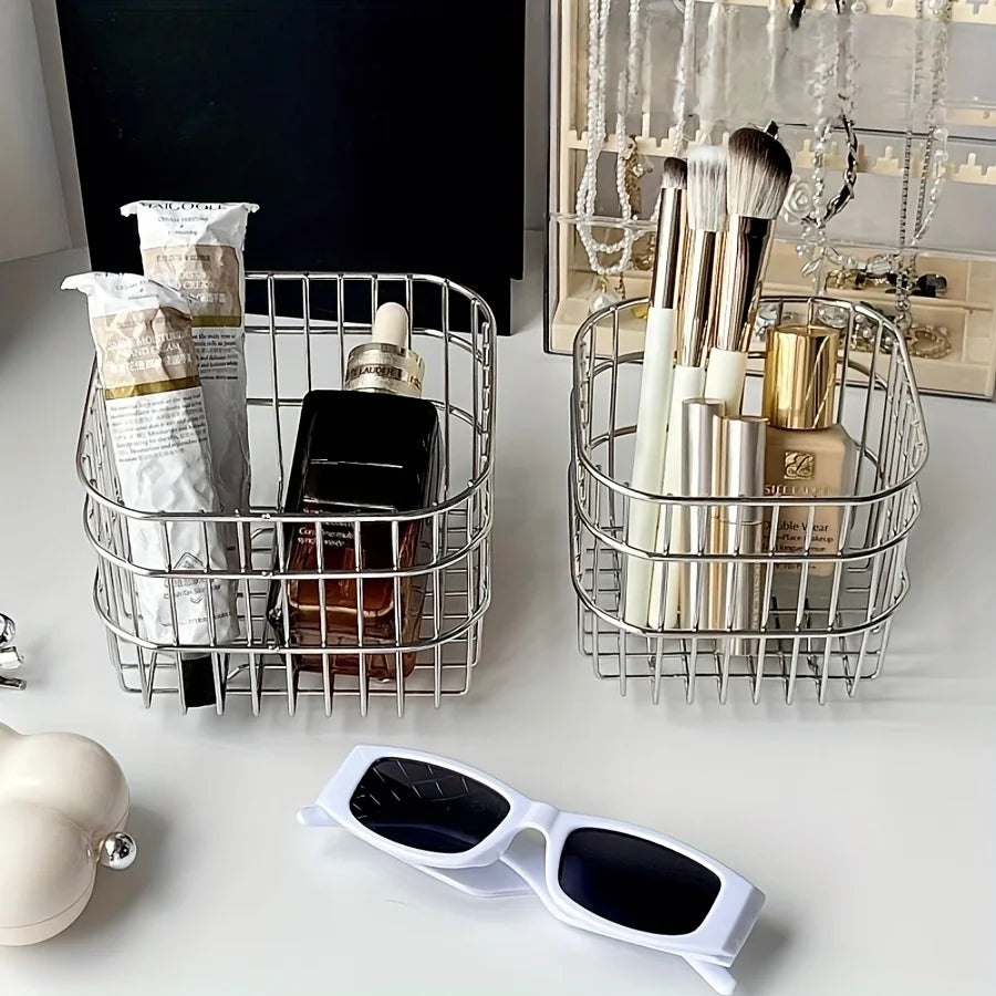 panier rangement métal ajouré cosmétiques bijoux maquillage tulipes moderne minimaliste