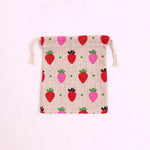 sac rangement coton rose flammes fraises vintage doux portefeuille voyage