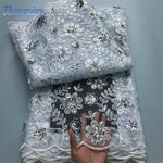 tissu polyester dentelle africain brodé paillettes fleurs transparent occasion parti