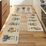 tapis fleurs pots tulipes lavande imperméable antidérapant cuisine salle bain intérieur