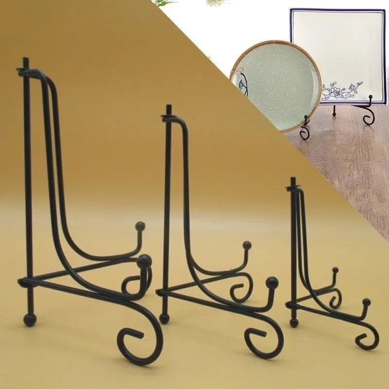support assiettes noir spirale moderne boutons pieds différentes tailles assiettes compatible présentoir
