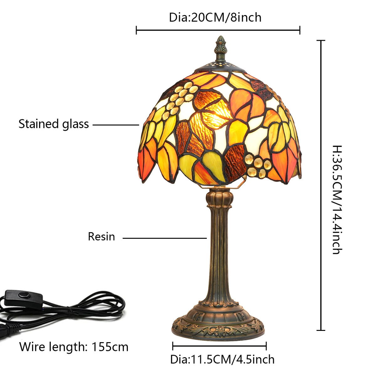 lampe table tiffany vitrail multicolore fleurs chevet décoration intérieur vintage moderne