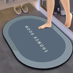 tapis bain antidérapant absorbant rapide bleu gris motif pieds moderne