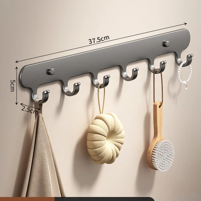 porte serviettes mural gris métallisé moderne 50cm large vis fixations utilisation multiple chambre cuisine