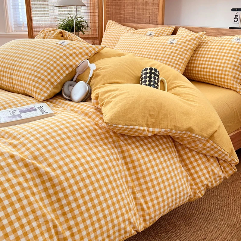 Housse de couette en coton dans une chambre décorée avec style